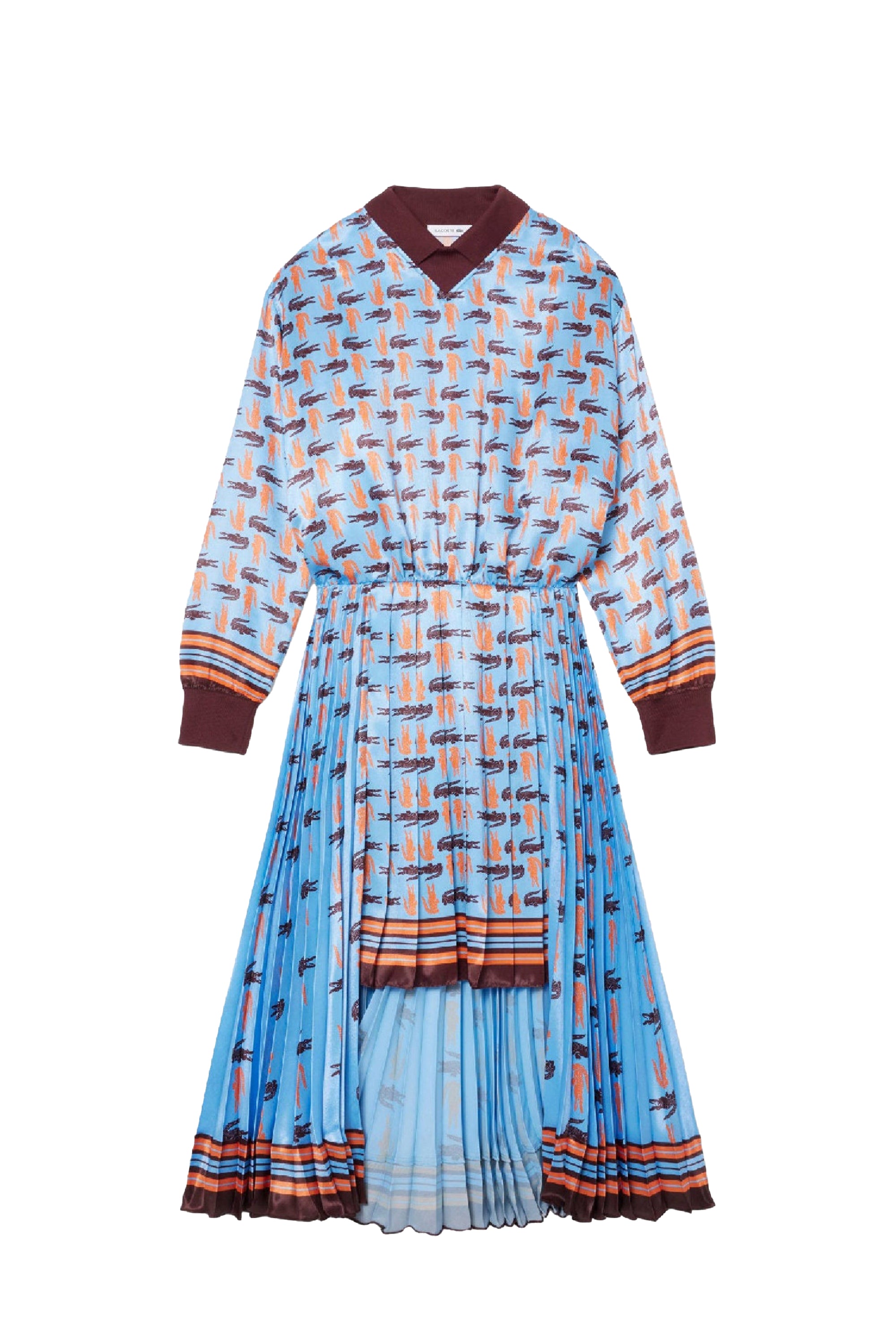 Robe plissée en satin - Expresso & Bleuté