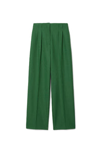 Pantalon taille haute en laine - Vert
