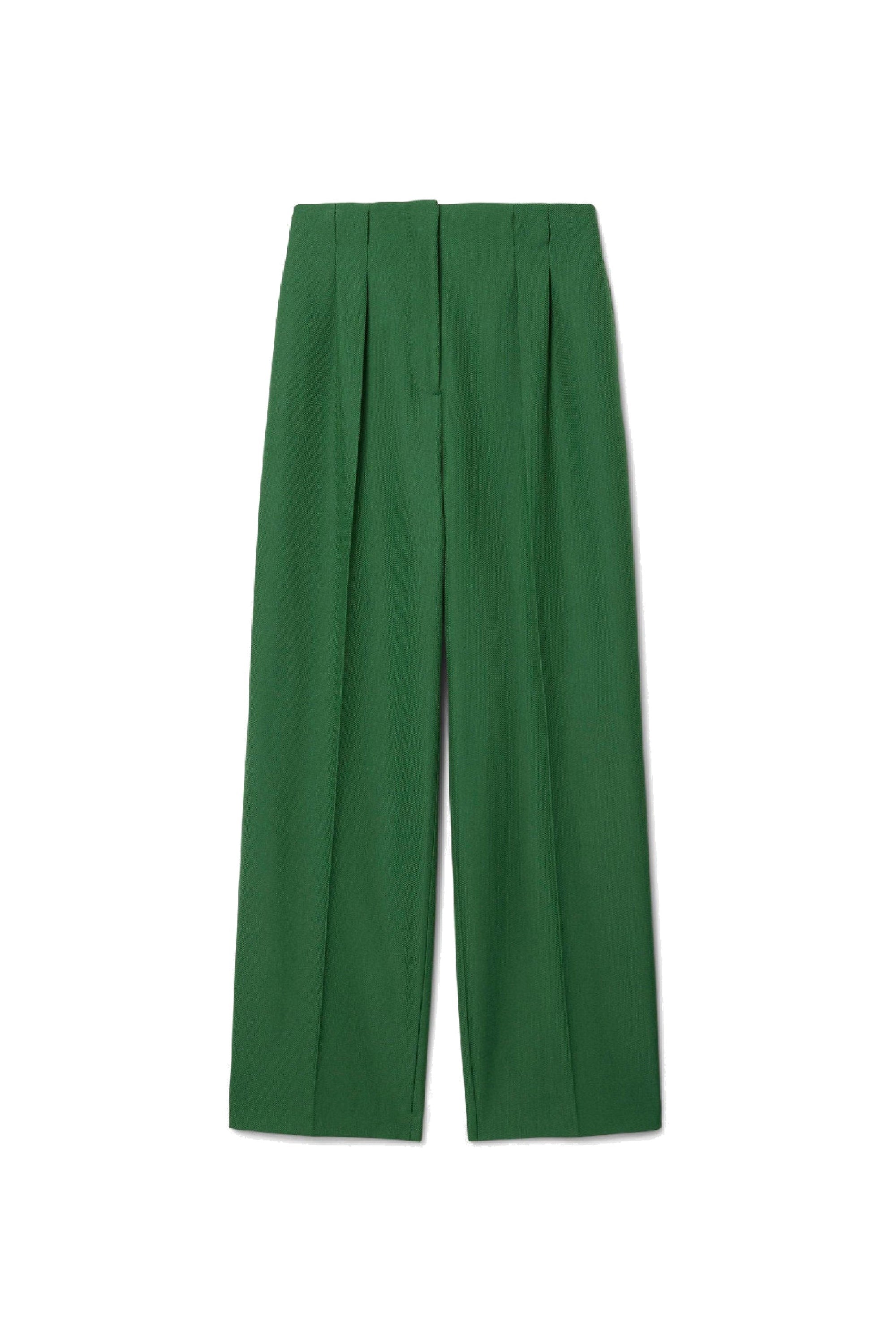 Pantalon taille haute en laine - Vert