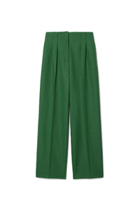 Pantalon taille haute en laine - Vert