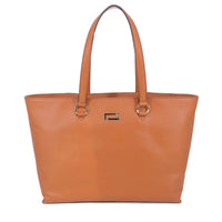 Grand sac cabas Lola à zip en cuir grainé - Camel