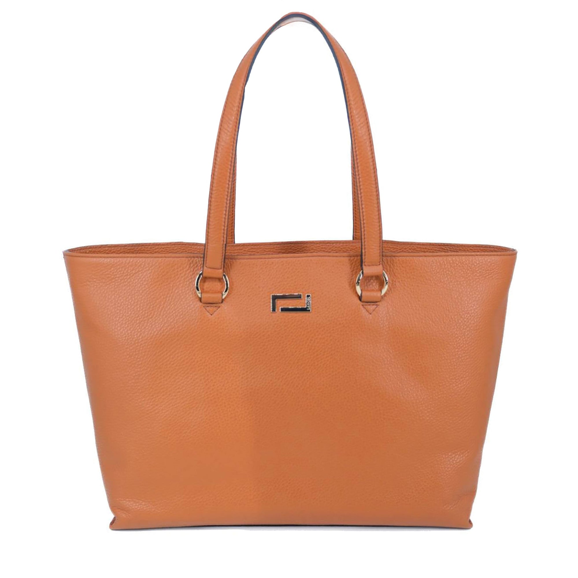 Grand sac cabas Lola à zip en cuir grainé - Camel