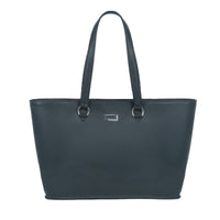 Grand sac cabas Lola à zip en cuir grainé - Noir