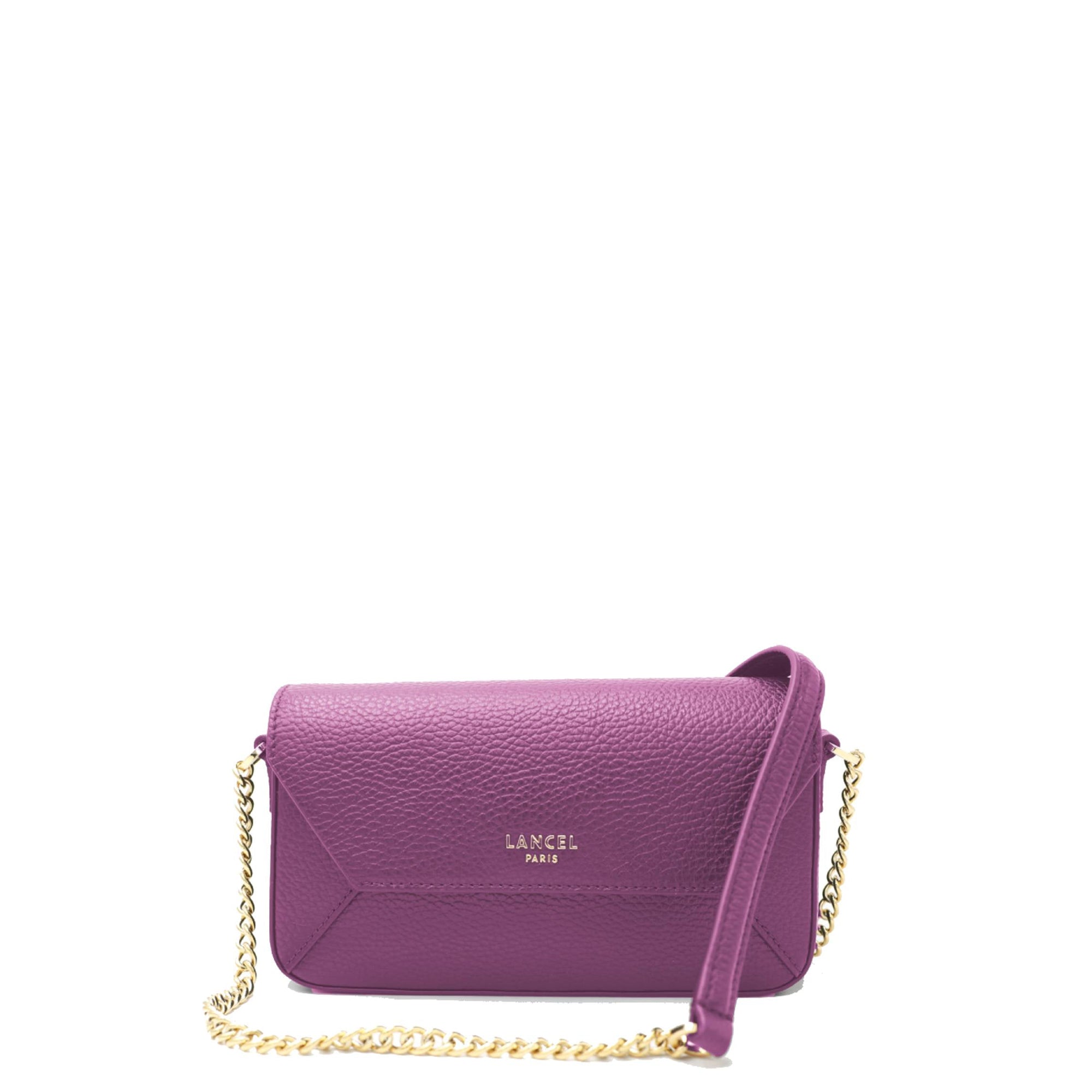 Mini sac à rabat Lettrines en cuir grainé - Rose Glamour