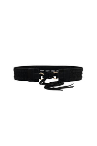 Ceinture Fishtail tressée en daim - Black