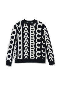 Pull Monogram à col rond en laine - Black & Ivory