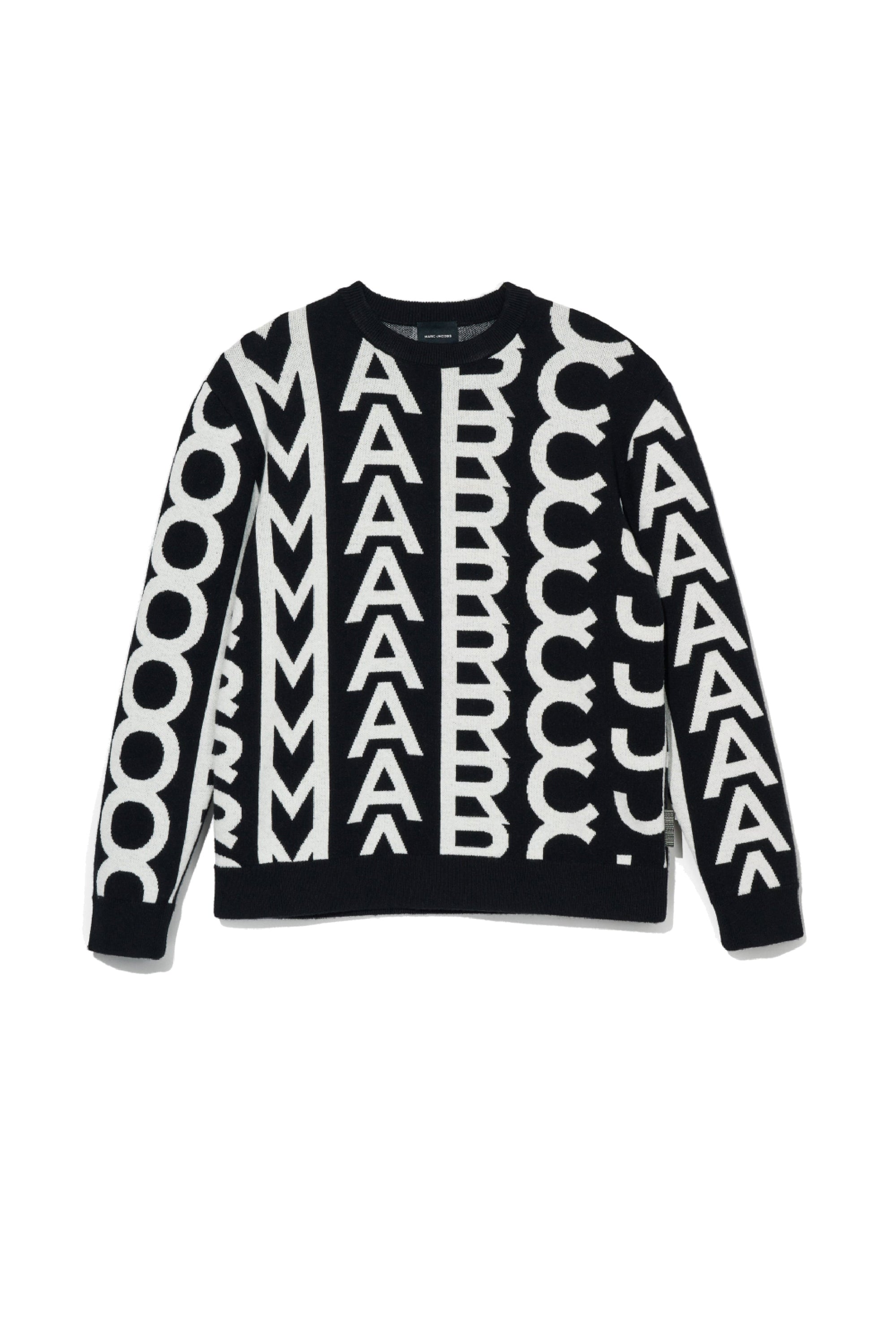 Pull Monogram à col rond en laine - Black & Ivory