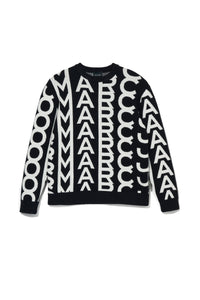 Monogram round-neck wool jumper - Black & Ivory