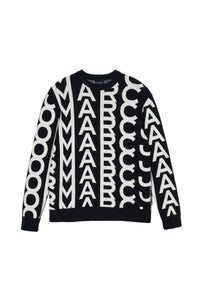 Pull Monogram à col rond en laine - Black & Ivory