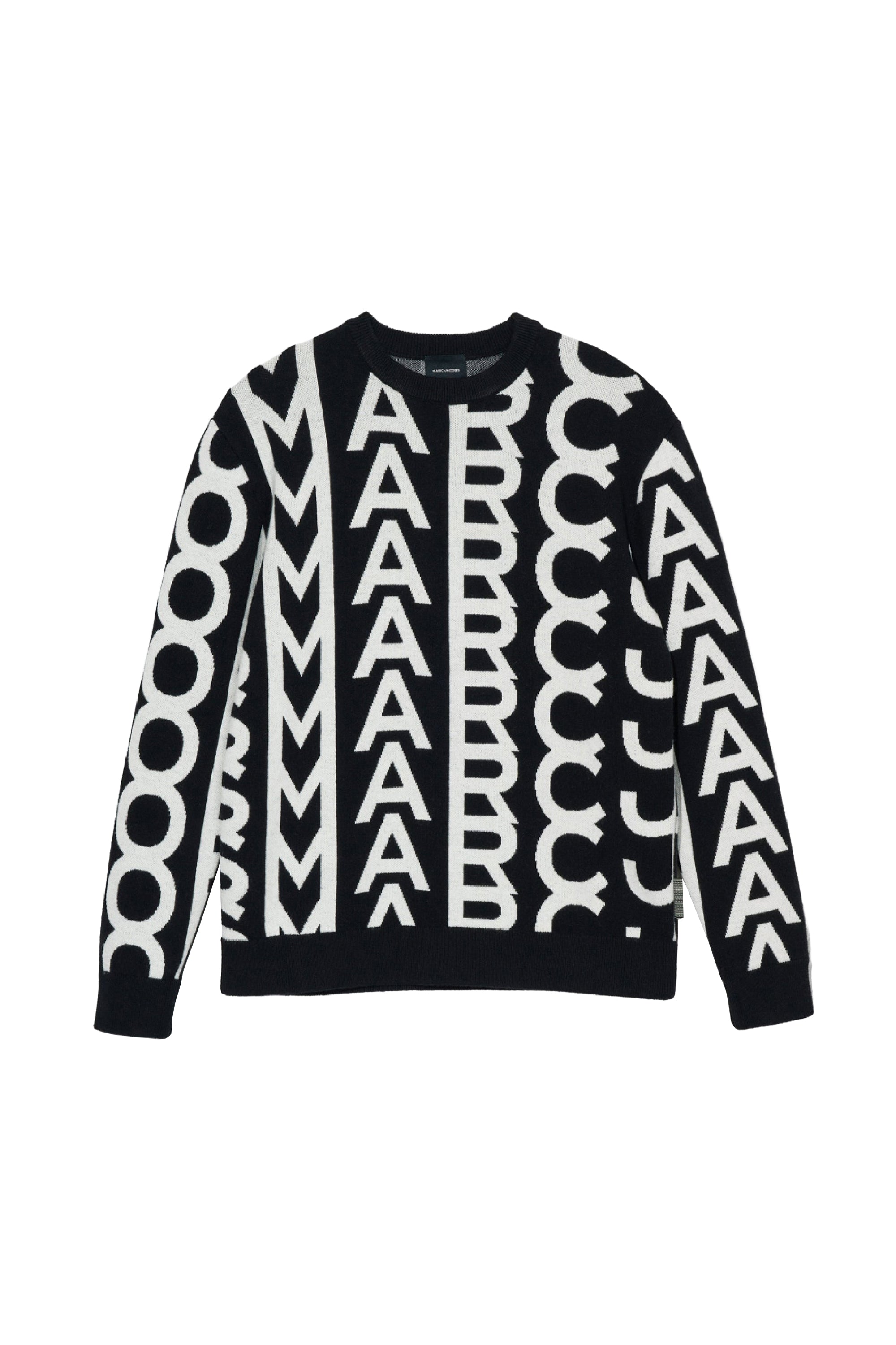 Pull Monogram à col rond en laine - Black & Ivory