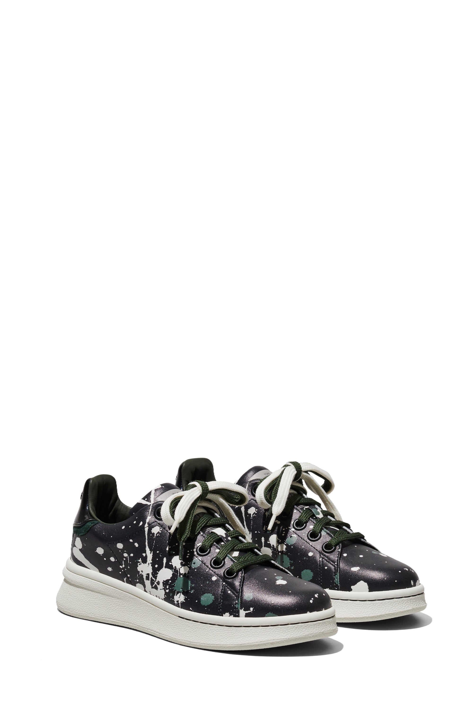 Sneakers basses à lacets en cuir - Black Multicolor