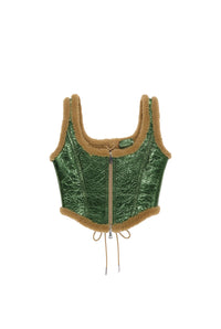Corset Cyber en cuir - Beige & Green