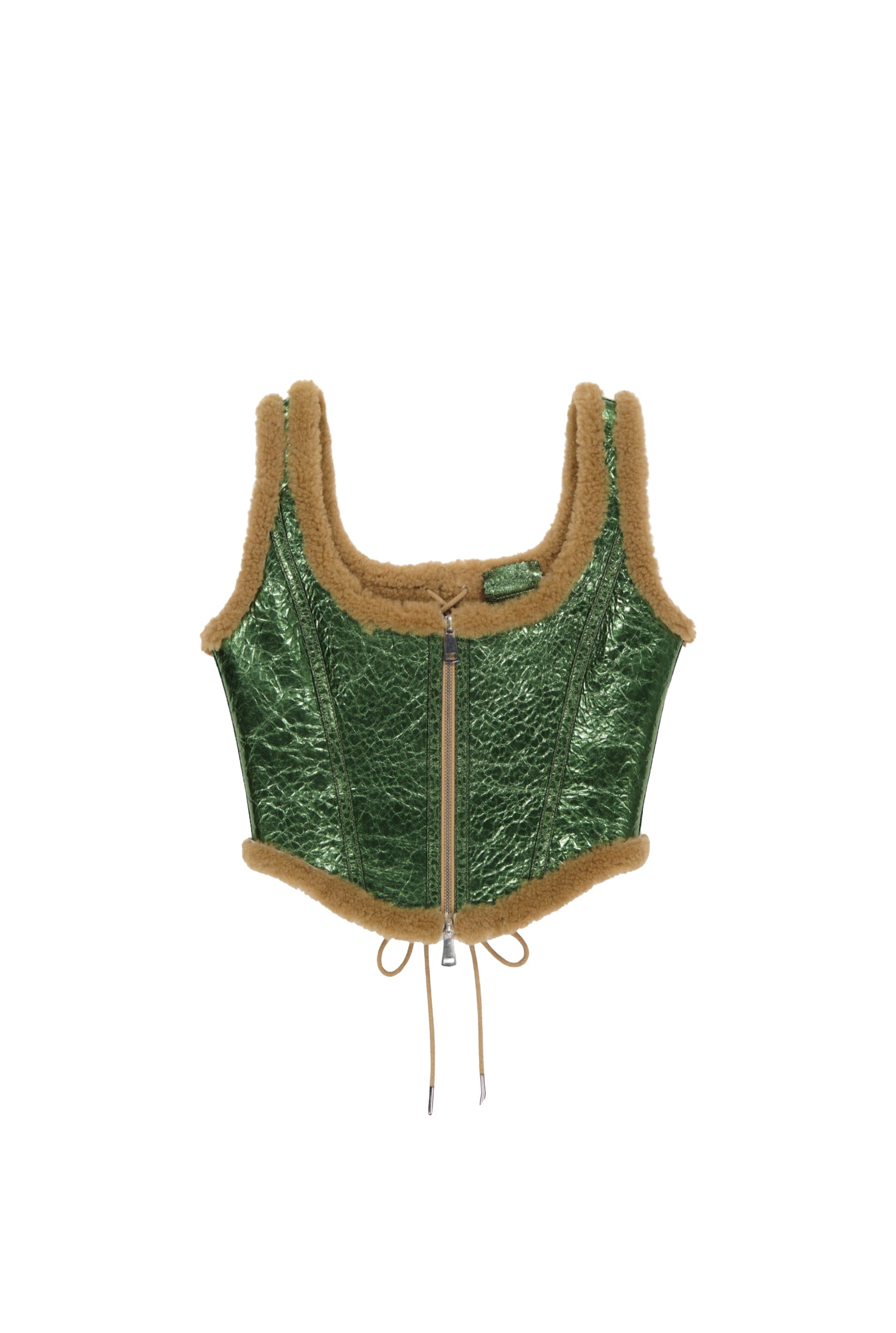 Corset Cyber en cuir - Beige & Green