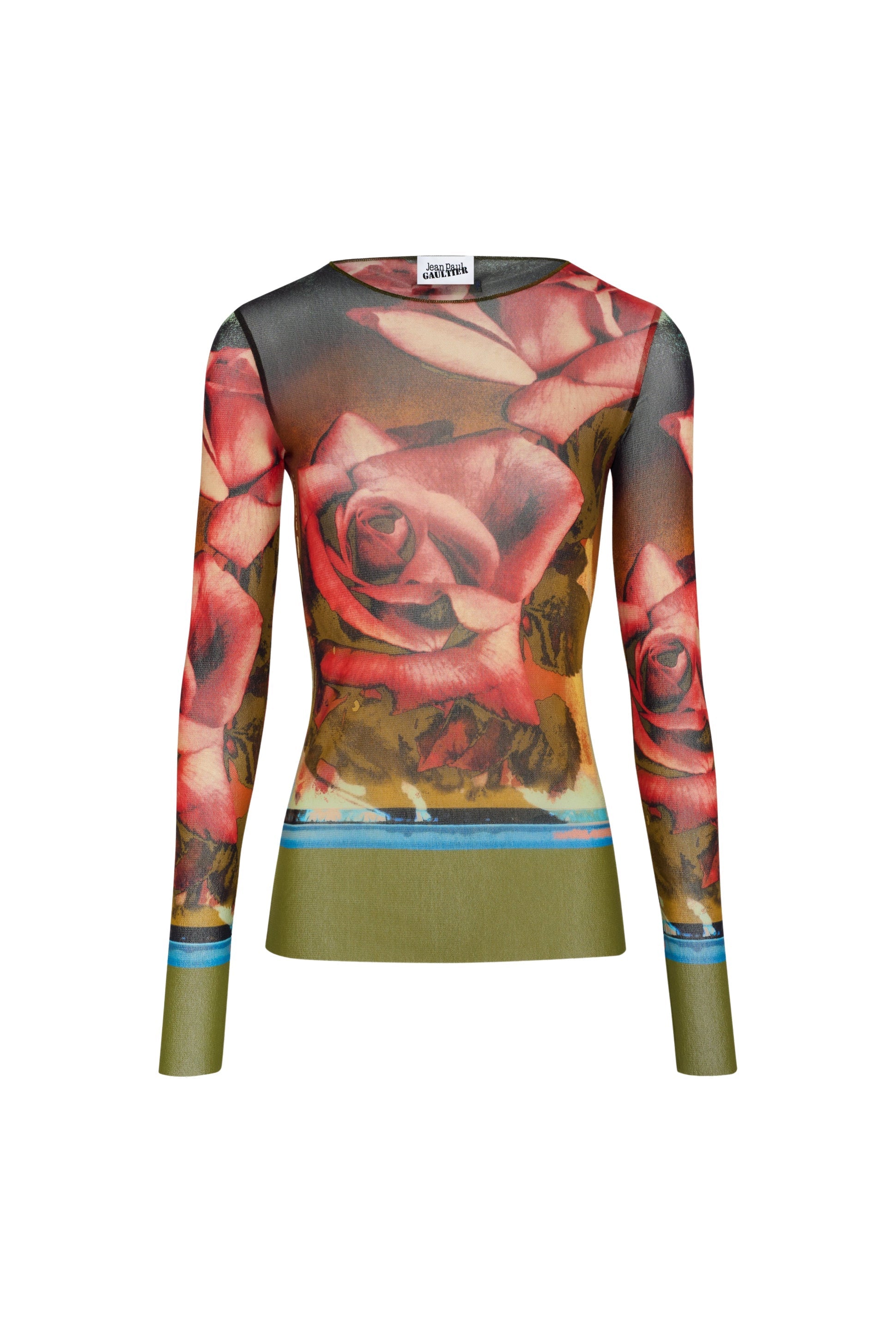 Top à manches longues en tulle - Green & Red & Blue