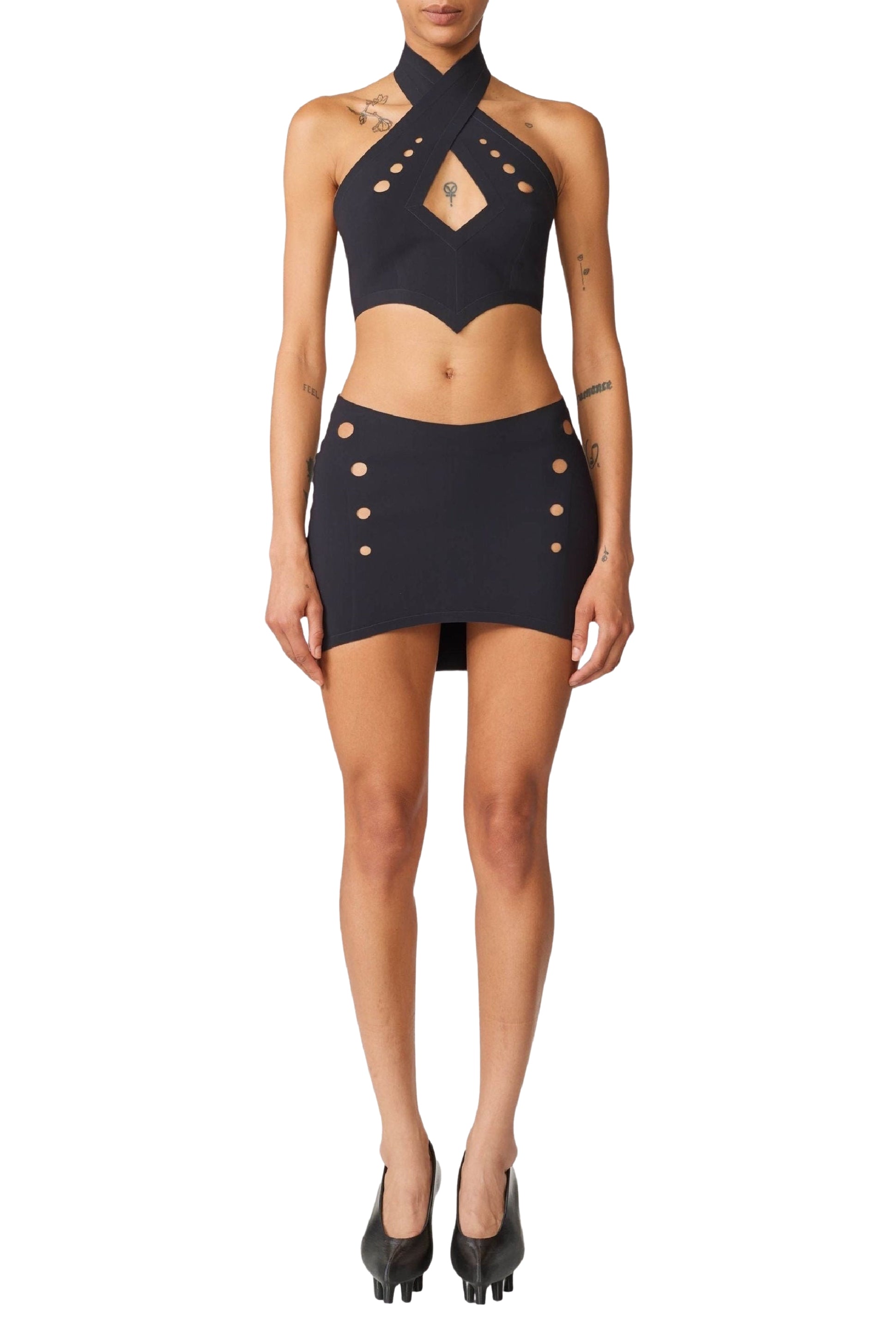 Jupe courte Cyber ajourée - Dark Grey