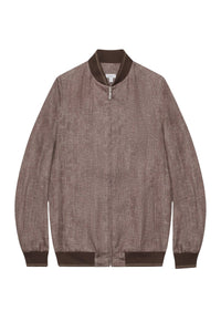 Bomber à effet chiné en lin - Beige