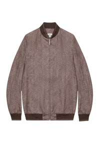 Bomber à zip chiné en lin - Marron
