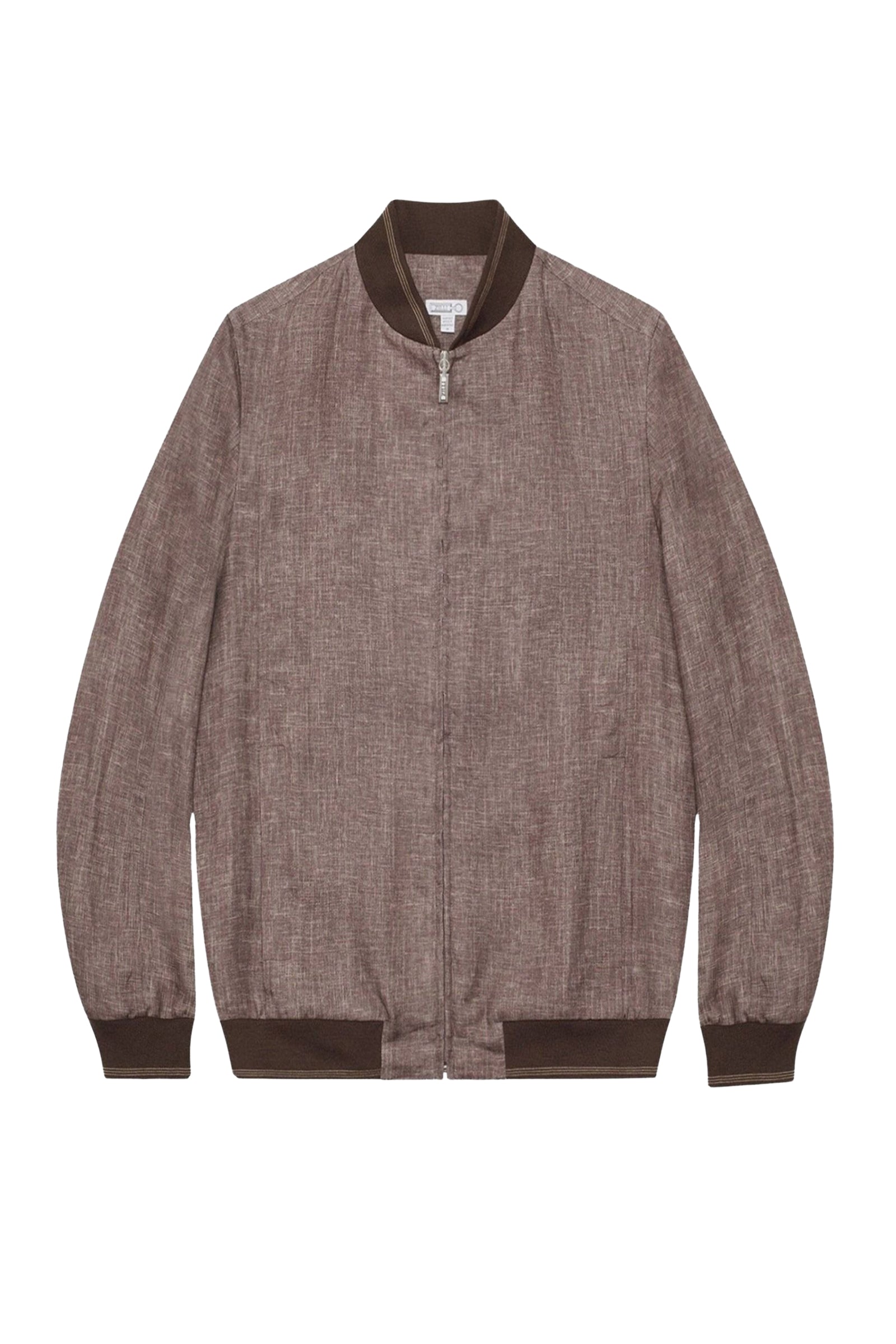 Bomber à zip chiné en lin - Marron