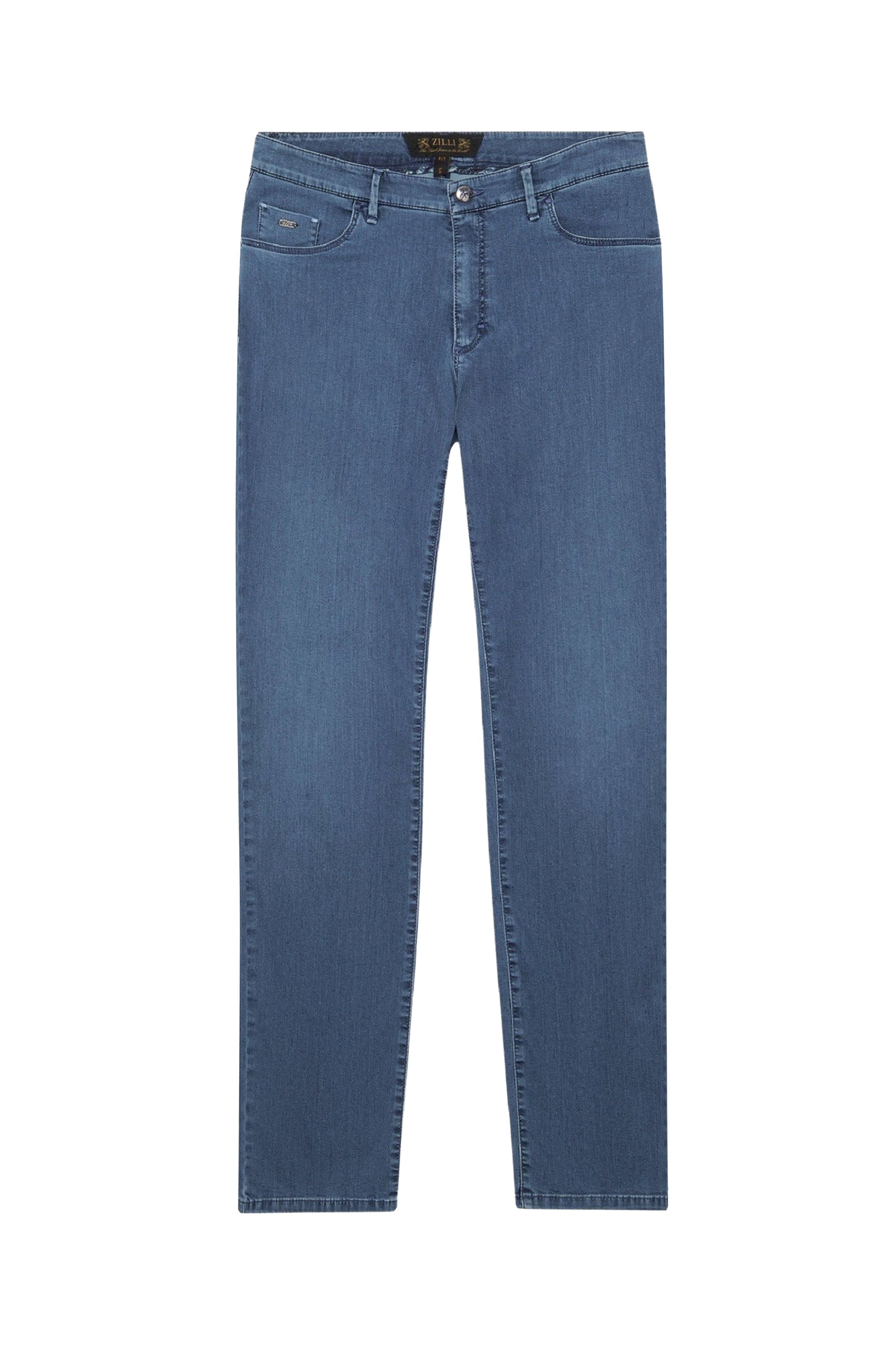 Pantalon à surpiqûres délavées en denim - Blue