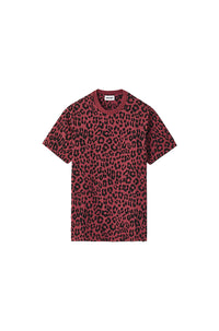 T-shirt Leopard sur-teint - Carmin