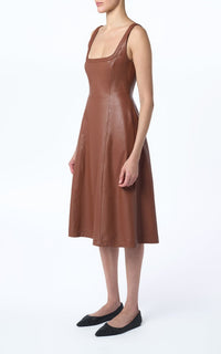 Cognac / Robe Adaline en cuir - Cognac