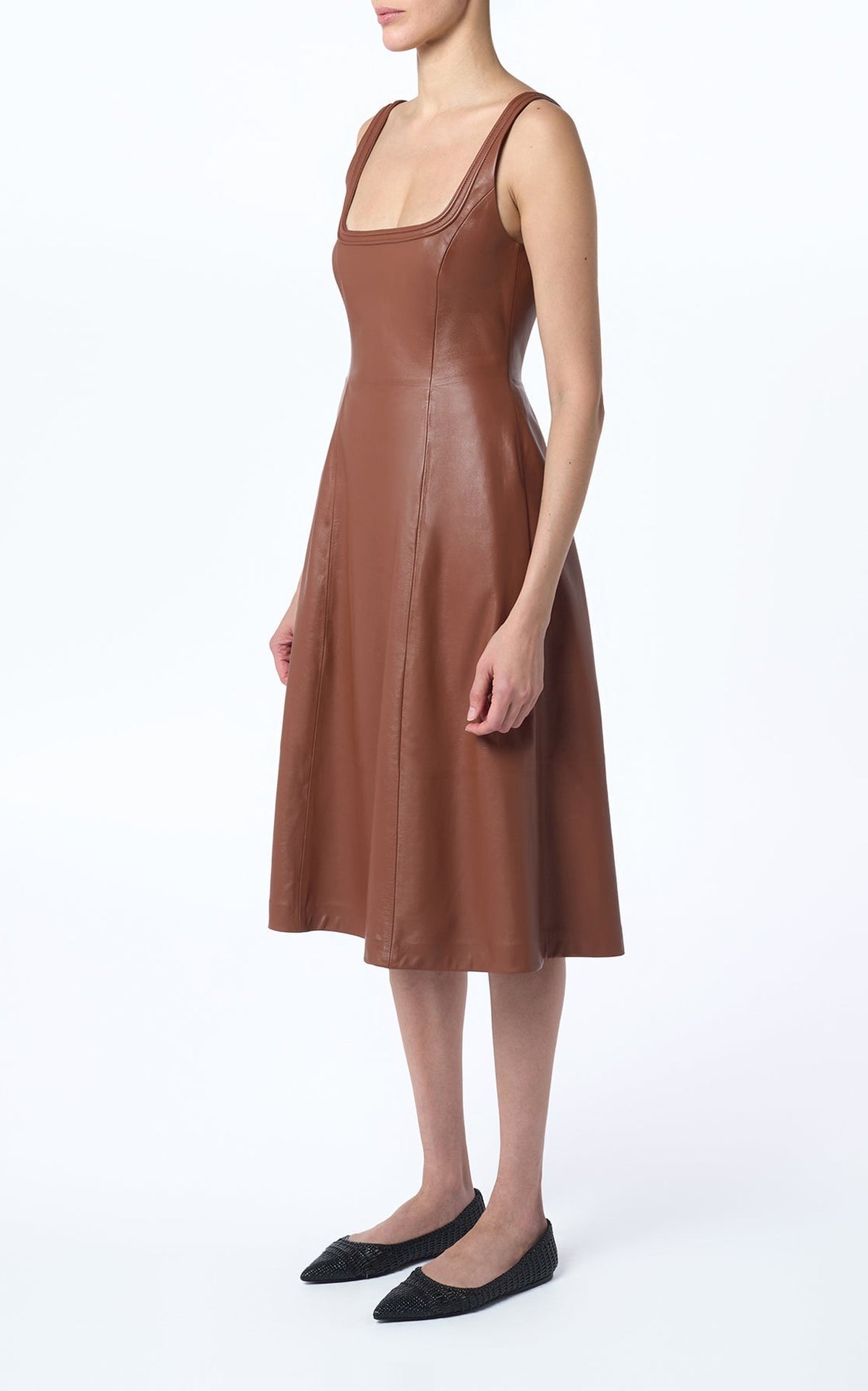 Cognac / Robe Adaline en cuir - Cognac