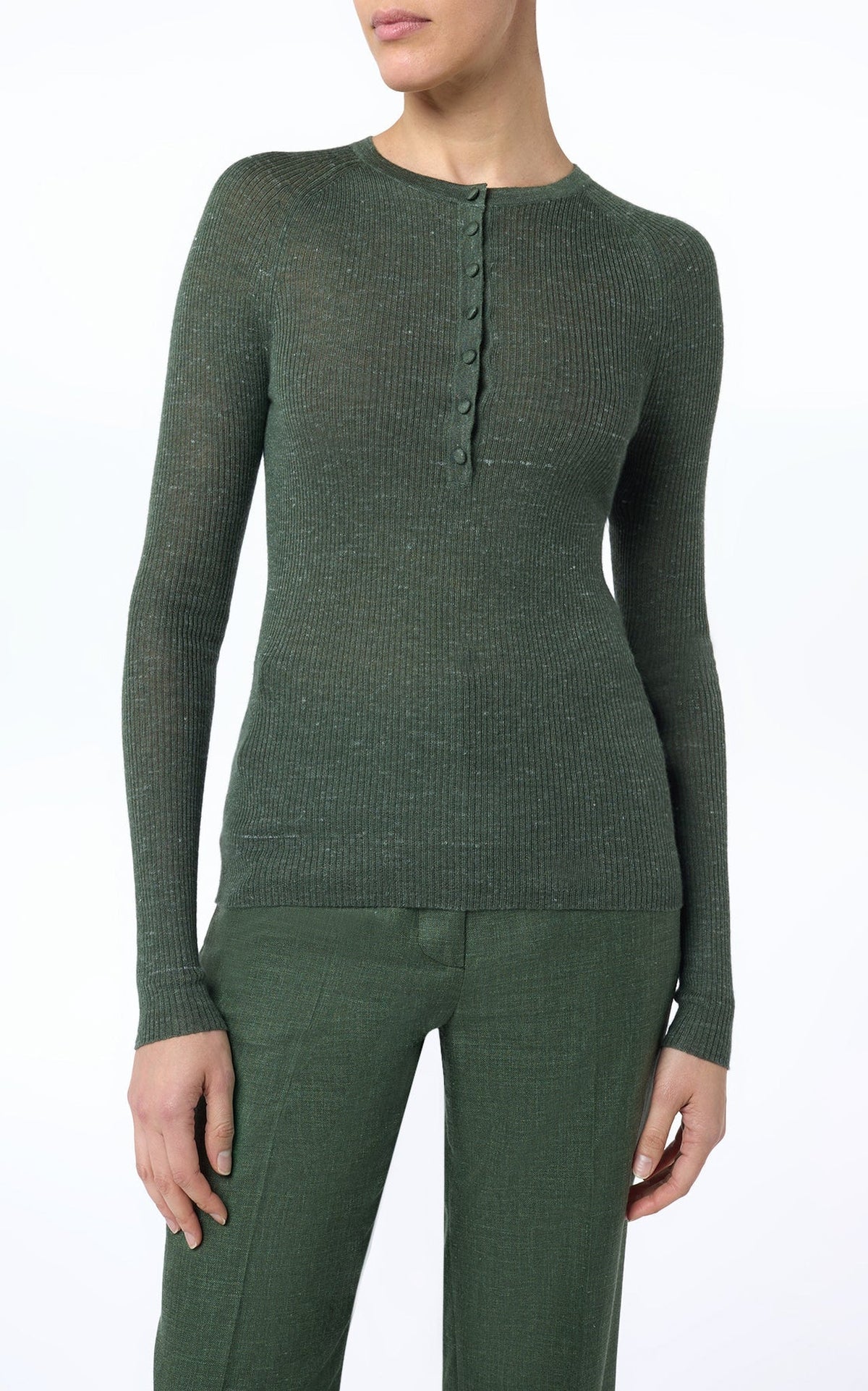 Olive / Pull Anges en cachemire et soie - Olive