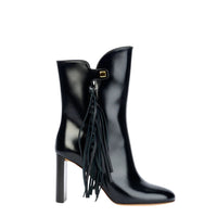 12qty NEW / Bottines Gabriella Calypso avec franges 90 en cuir verni - Black