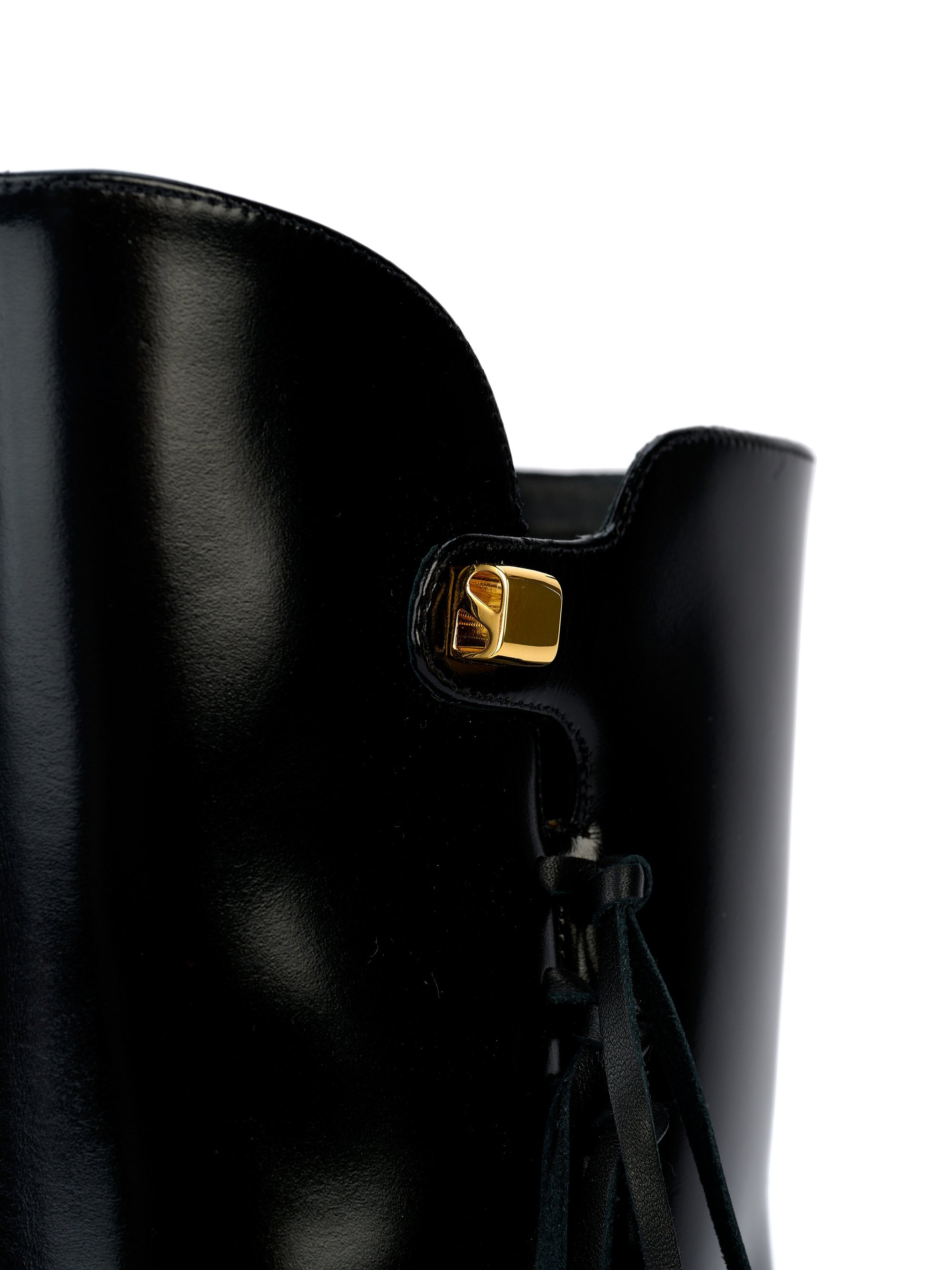 12qty NEW / Bottines Gabriella Calypso avec franges 90 en cuir verni - Black