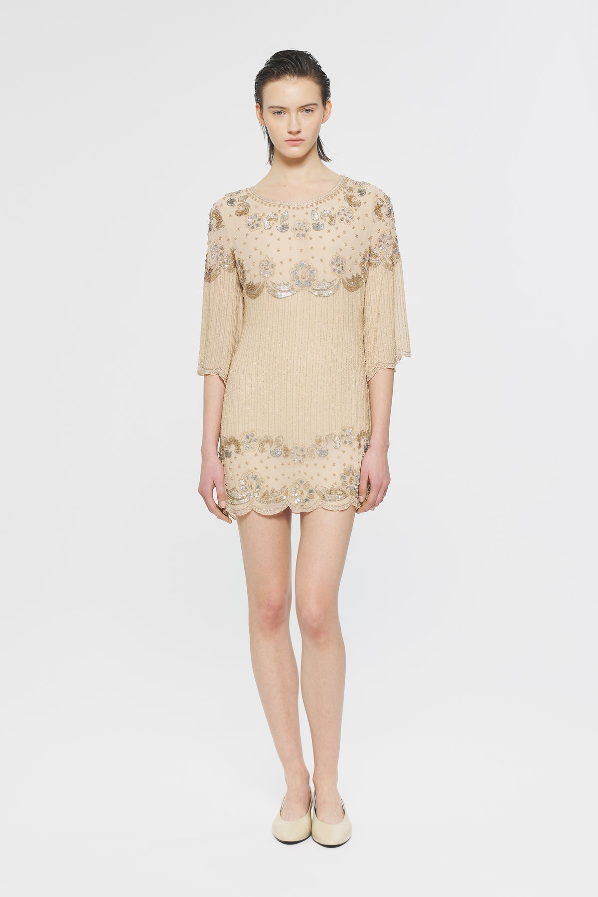 Robe courte à sequins Gadsby - Cream