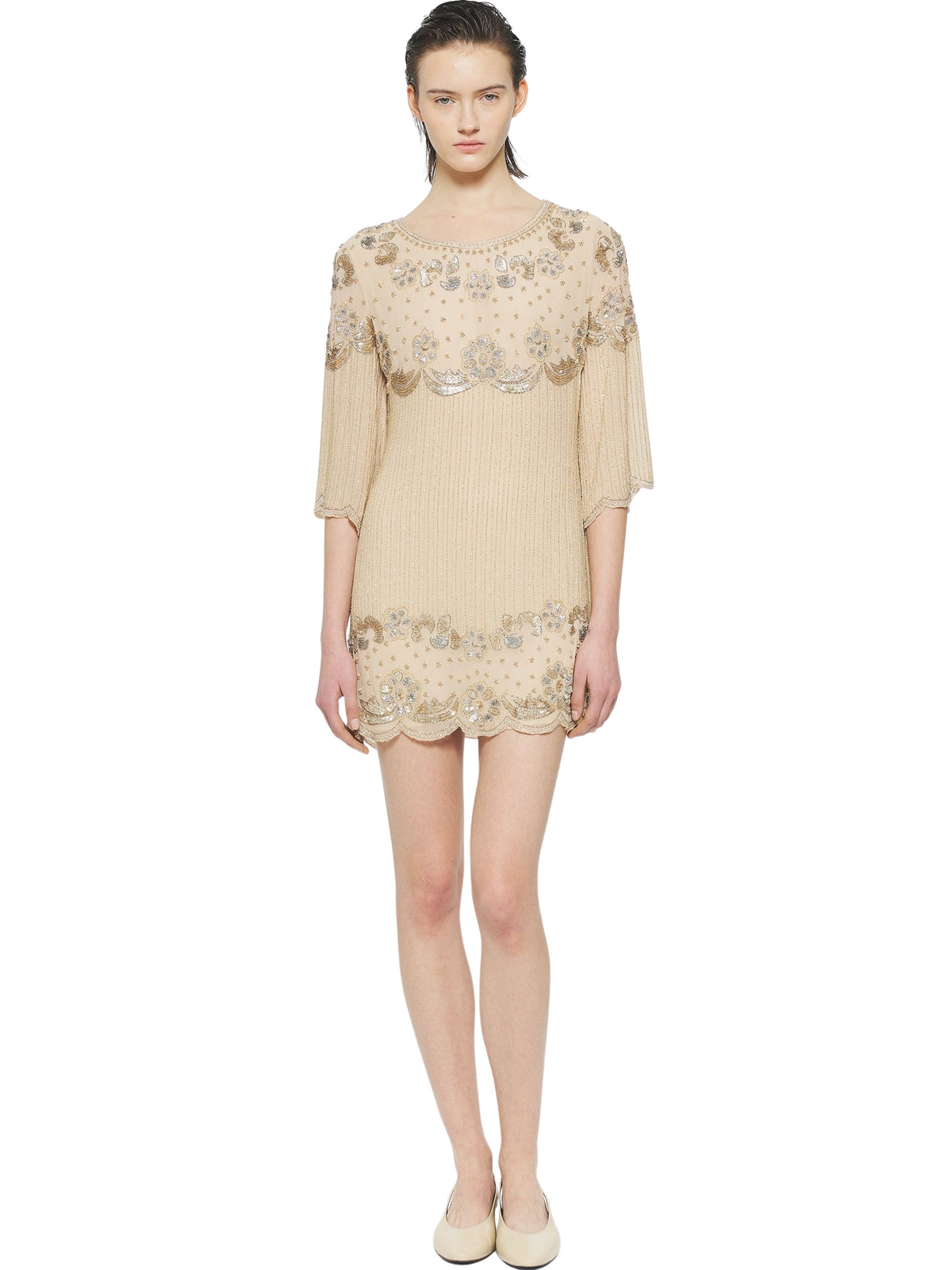 Robe courte à sequins Gadsby - Cream