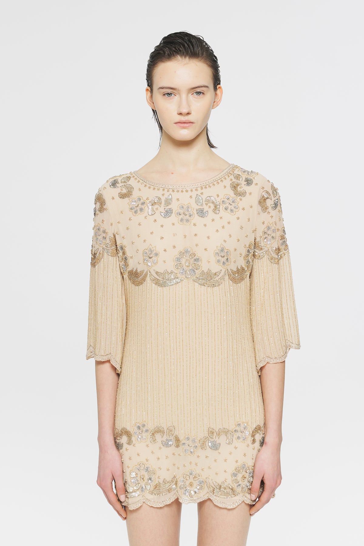 Robe courte à sequins Gadsby - Cream