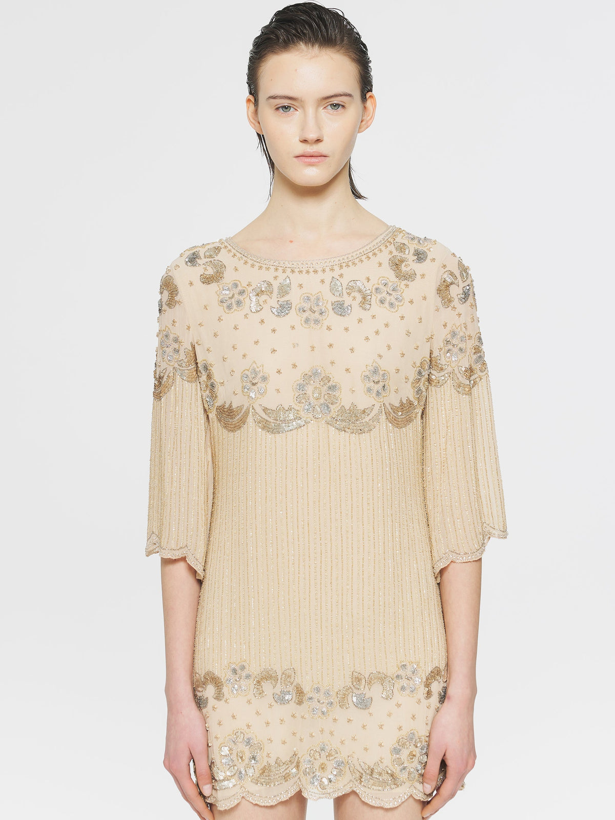 Robe courte à sequins Gadsby - Cream
