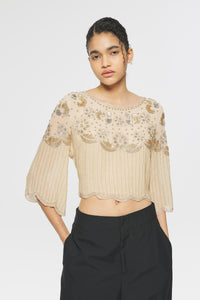 Top à sequins Gadsby - Cream