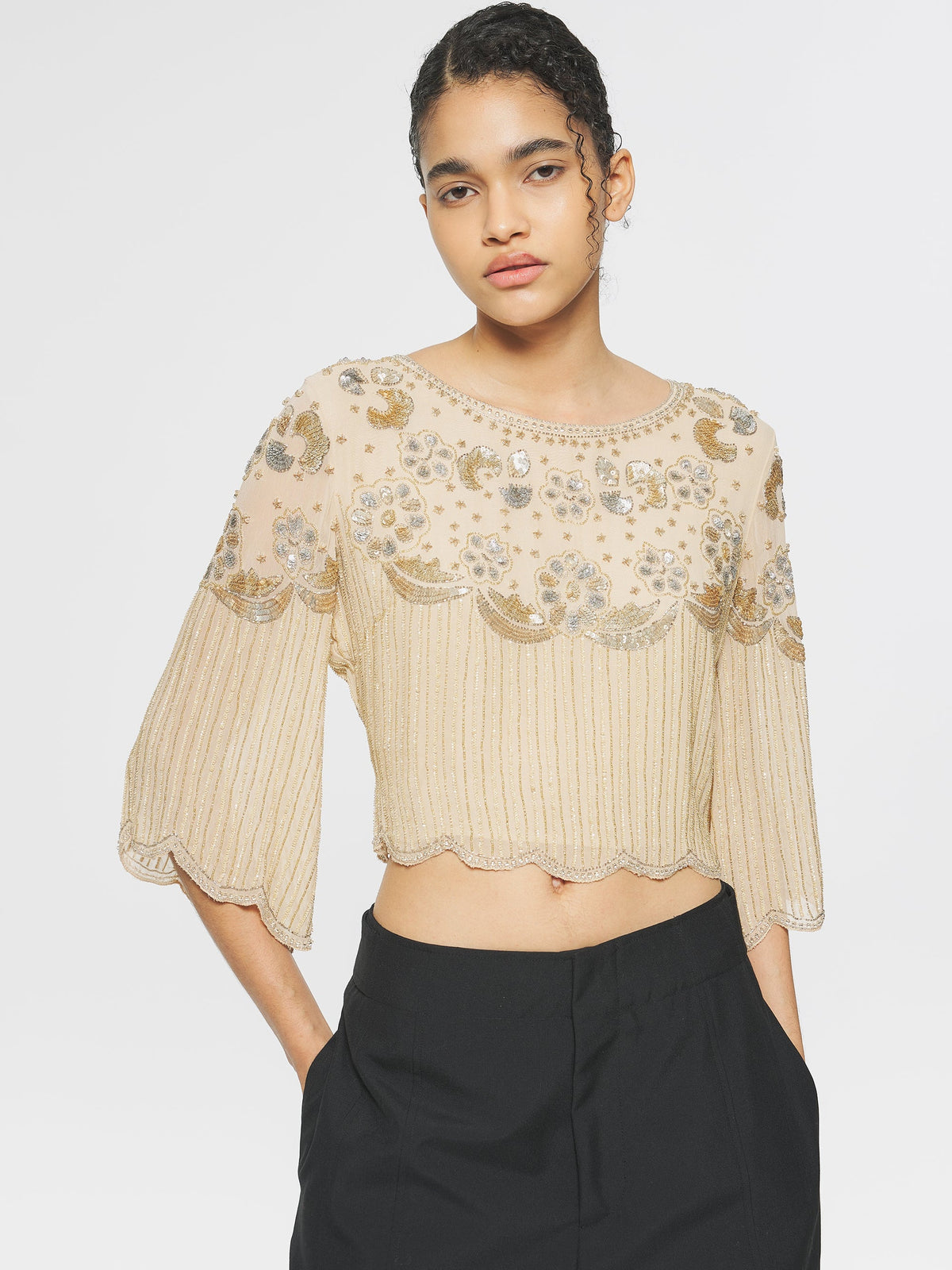 Top à sequins Gadsby - Cream