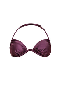 Gadu Satin Balconnet Bikini Top - Eggplant