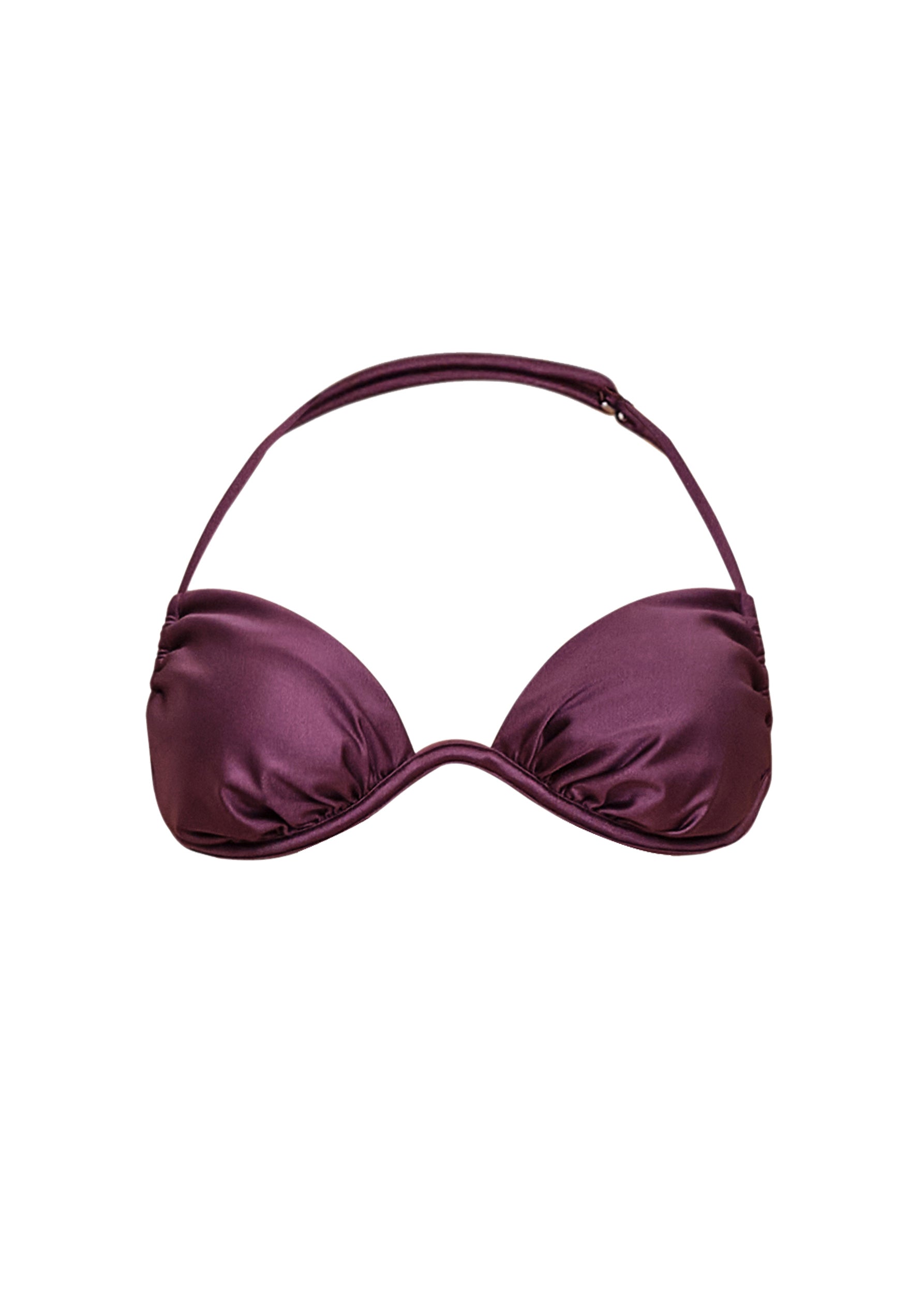 Gadu Satin Balconnet Bikini Top - Eggplant
