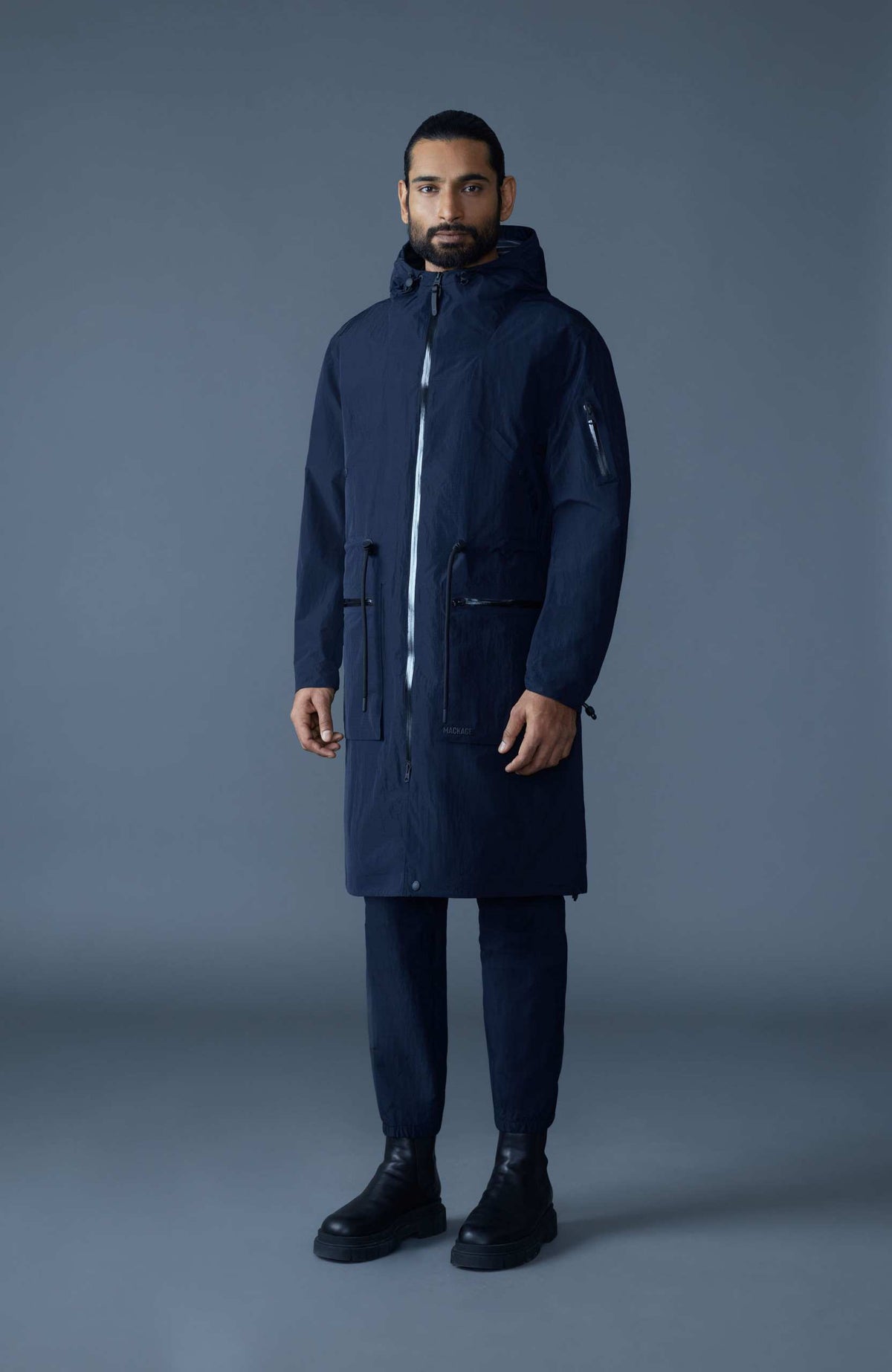 Navy Men's Hooded Rainwear/ Rainproof Coat