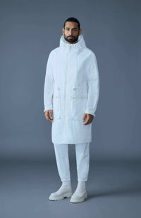 White Men's Hooded Rainwear/ Rainproof Coat