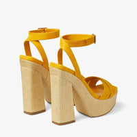 Gaia 140 leather sandals - Sunflower & Natural