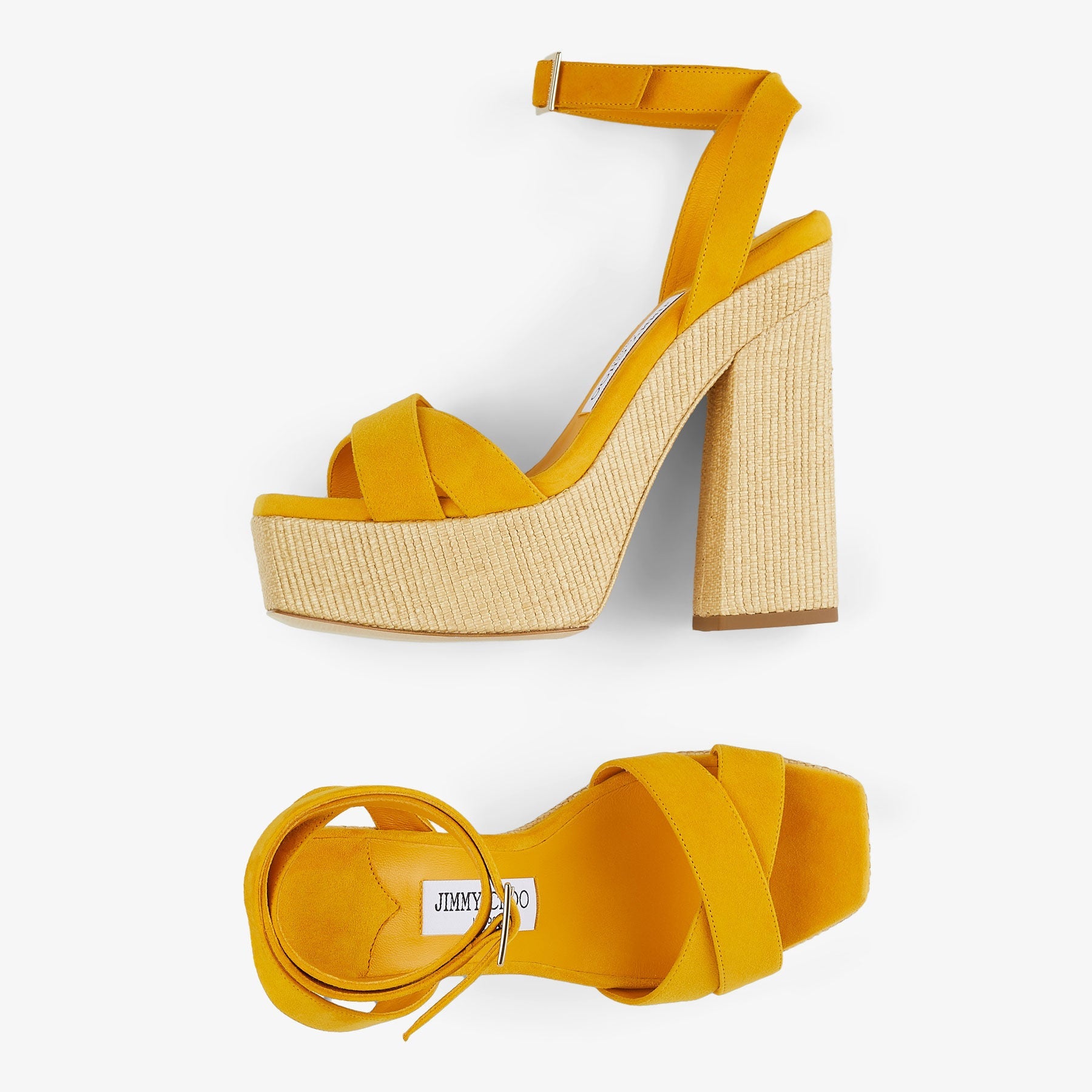 Gaia 140 leather sandals - Sunflower & Natural