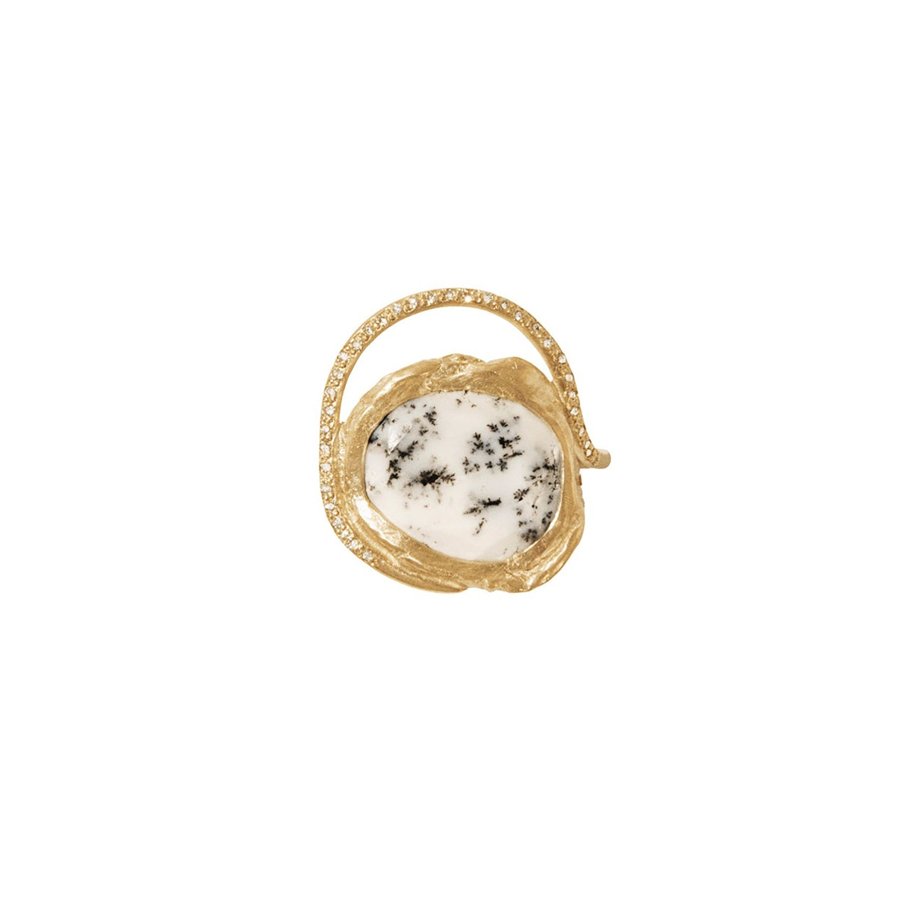 Bague Gaia en or jaune avec diamant - Diamant & Agathe dendritique