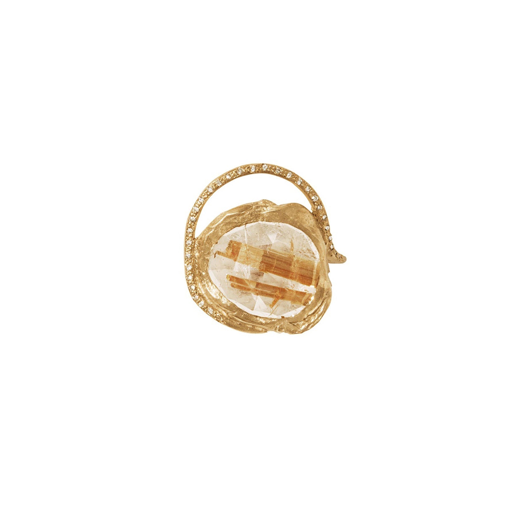 Bague Gaia en or jaune avec diamant - Quartz