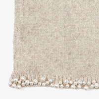 Galina wool scarf with pearls - Latte
