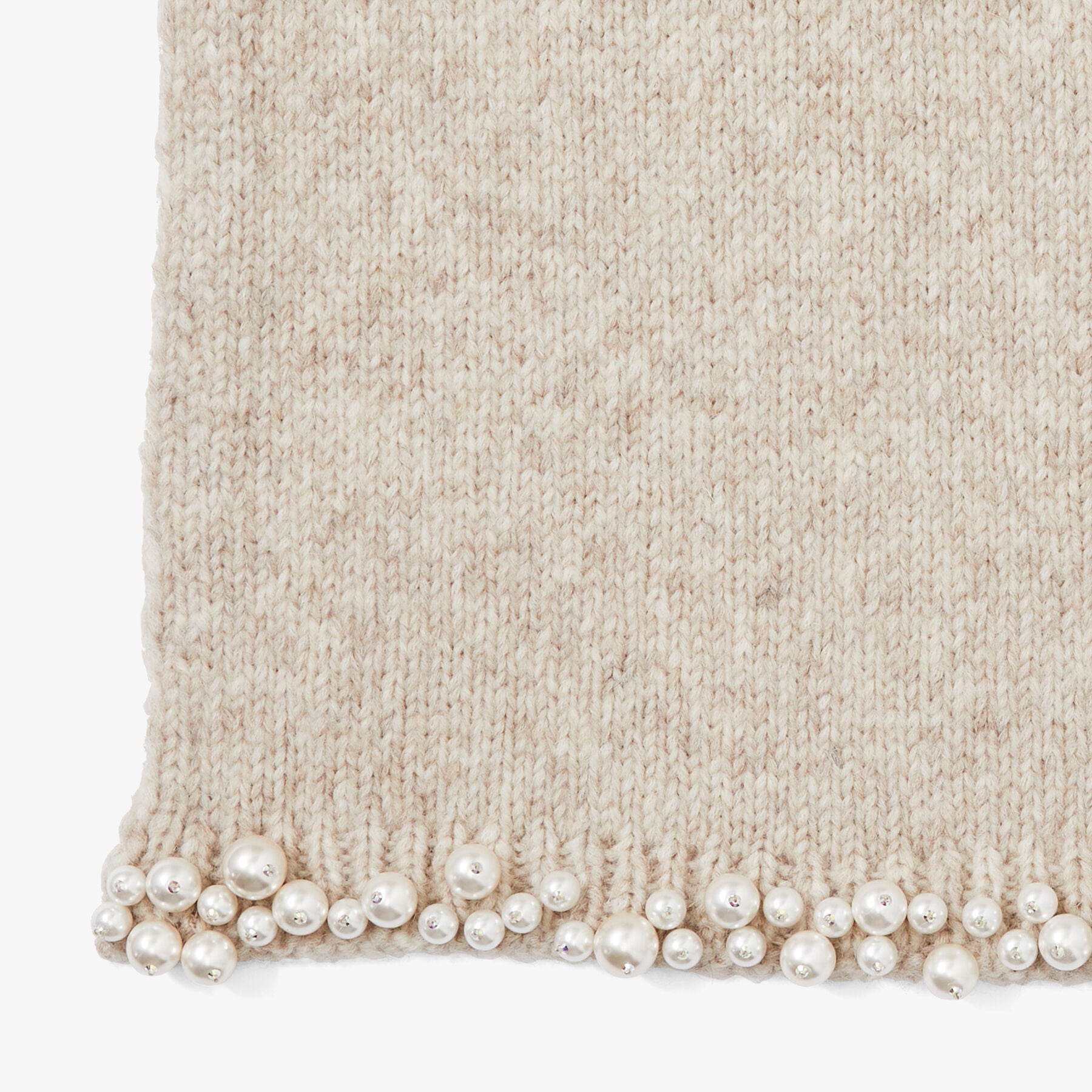 Galina wool scarf with pearls - Latte
