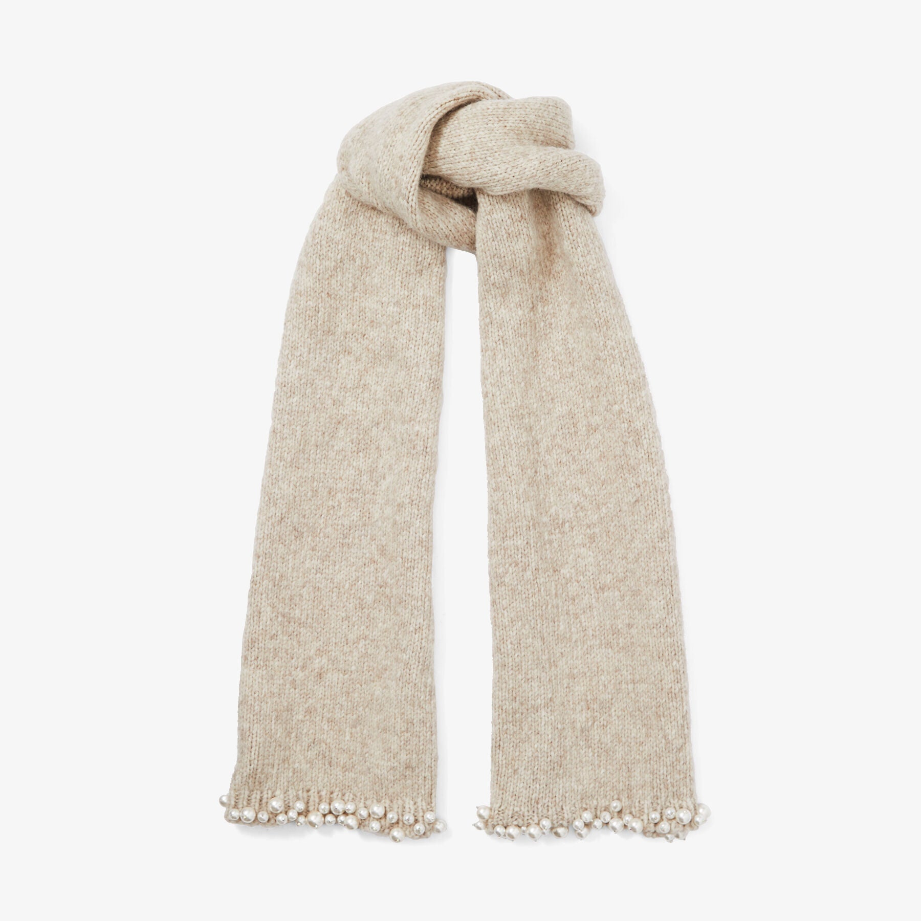 Galina wool scarf with pearls - Latte