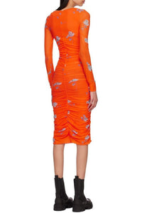 Robe midi froncée en maille - Orangeade