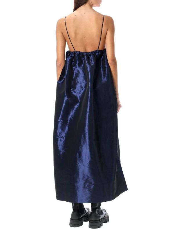 Robe midi à bretelles en taffetas - Sodalite Blue