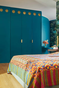 Reversible ‘Dali’ cotton throw – Blue