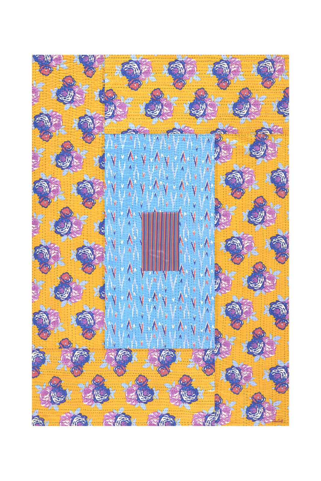 RECO PRIX : 350 // Reversible gudri 130x180 cm Ikat arrow light blue